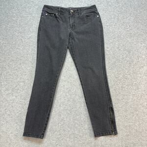 INC International Concepts Jeans Skinny Ankle Zip WMNS 6 Black Mid Rise WPL 8046